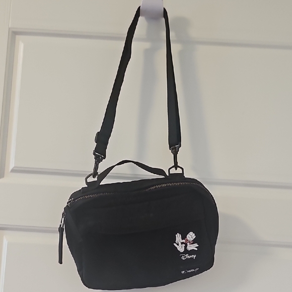 Uniqlo Handbags - Uniqlo Black Crossbody Bag with White & Pink Mickey Motif